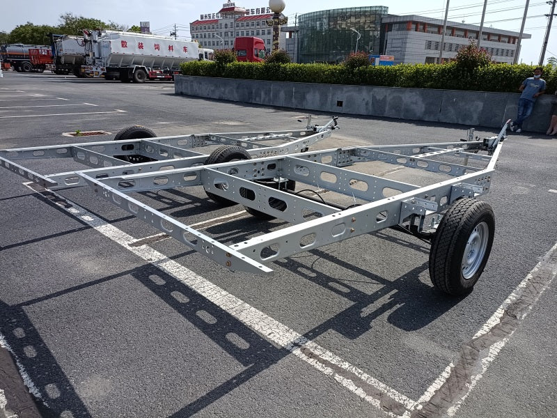 Single axle trailer chassis.